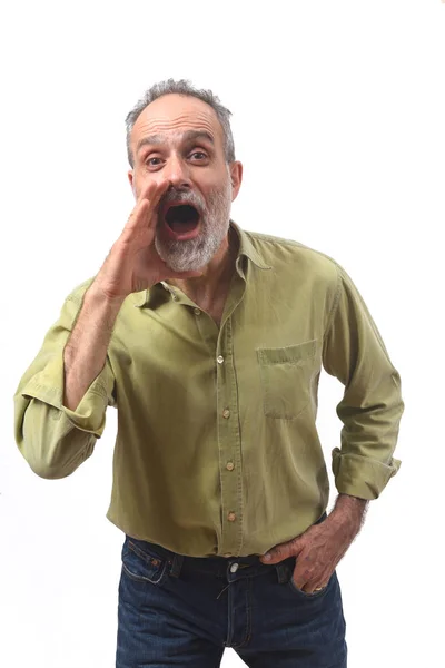 Man  screaming on white background — Stock Photo, Image