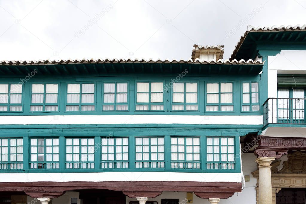 close up of Main square (Route of Don Quixote) of Almagro,Ciudad