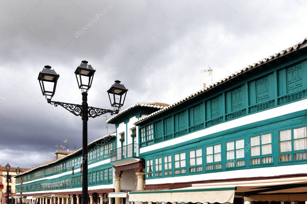 close up of Main square (Route of Don Quixote) of Almagro,Ciudad