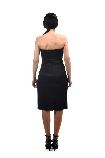 Úplný portrét ženy zezadu z ramenních šatů — Stock fotografie