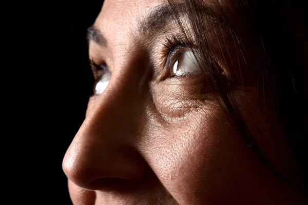 Hautstruktur der Frau mittleren Alters — Stockfoto