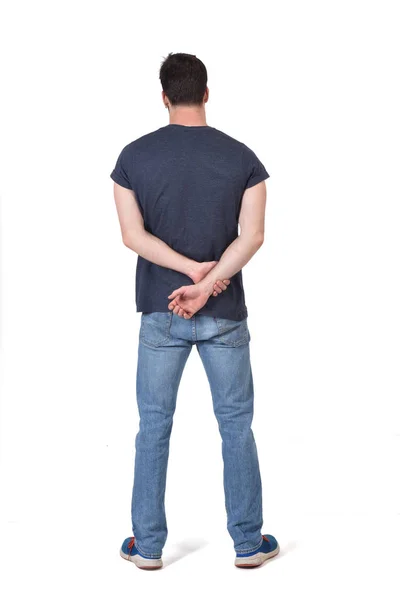 Retrato completo de um homem de costas com os braços cruzados em branco — Fotografia de Stock