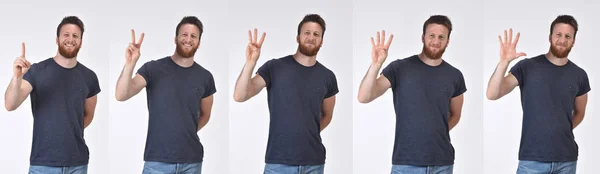 Man counting with fingers from one to five — Stock Photo, Image