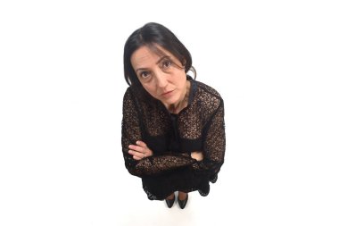 Kadın kolları olan beyaz arka plan üzerinde çarpı işareti