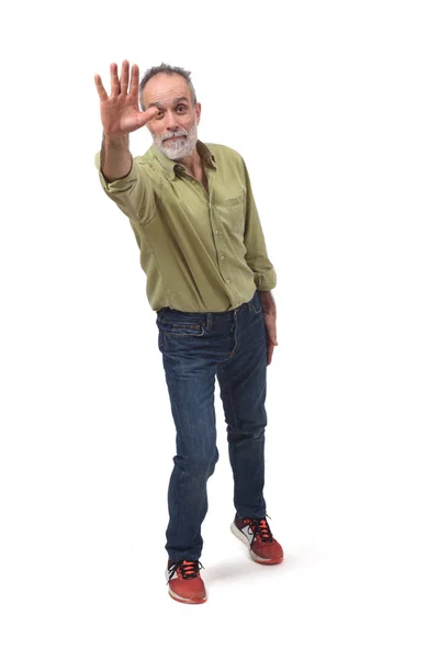 Man waving on white background — Stock Photo, Image