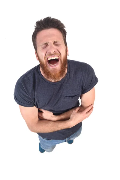 Homem que está rindo de branco — Fotografia de Stock