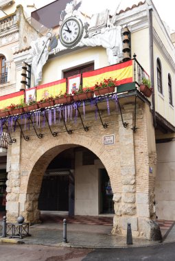 Ciudad Real Ana Meydanı eski kemeri, La Mancha, Ispanya