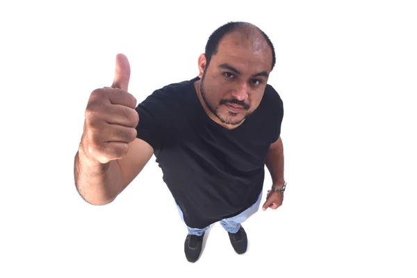 Latino americano hombre golpes hasta en blanco fondo —  Fotos de Stock