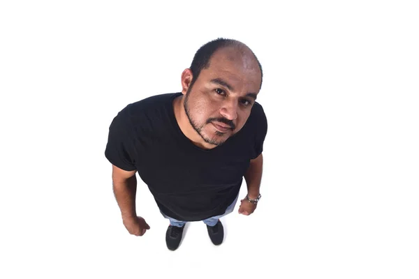 Top view retrato de um homem latino-americano sobre fundo branco — Fotografia de Stock