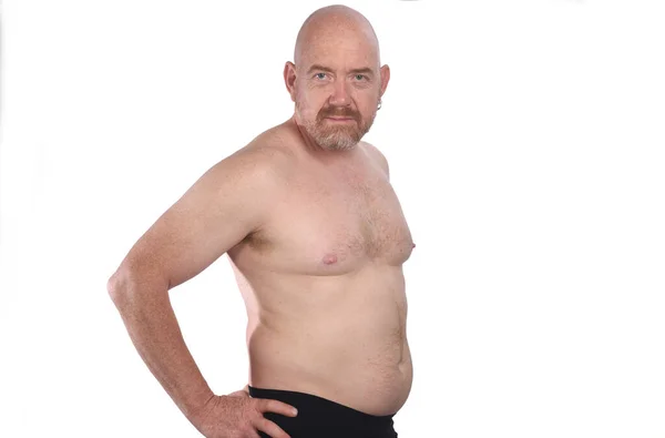 Portrait Man Shirtless White Background — Stock Photo, Image