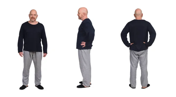 Vista Trasera Vista Frontal Lateral Hombre Con Pajamas —  Fotos de Stock