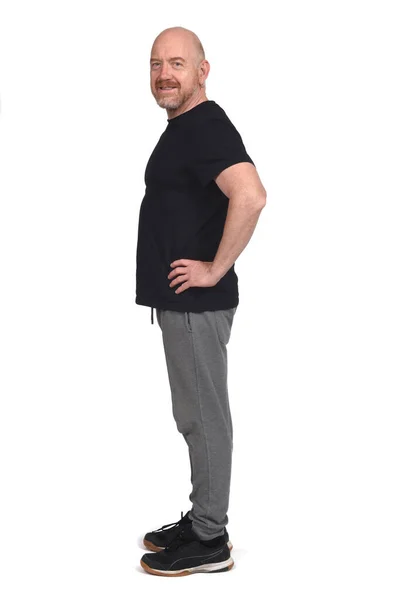 Profile Man Sportswear Looking Camera Hands Hip — Stock Photo, Image