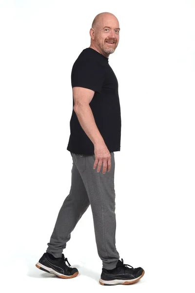 Mann Mit Sportkleidung Läuft Auf Weißem Hintergrund — Stockfoto