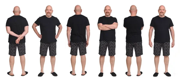 Vista Mesmo Homem Calções Pijama Fundo Vista Frontal Traseira — Fotografia de Stock
