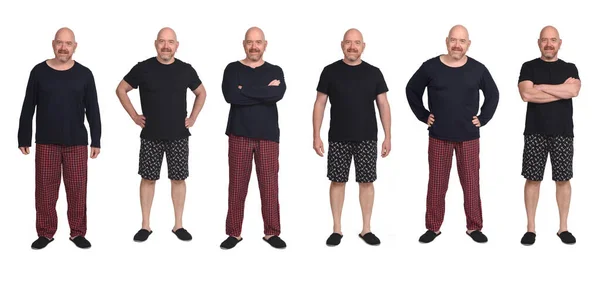 Utsikt Över Samma Man Pyjamas Shorts Och Pyjamas Långbyxor — Stockfoto