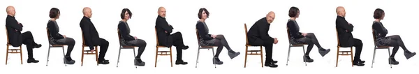 Portrait Same Couple Sitting Chair Profile — Stock Photo, Image