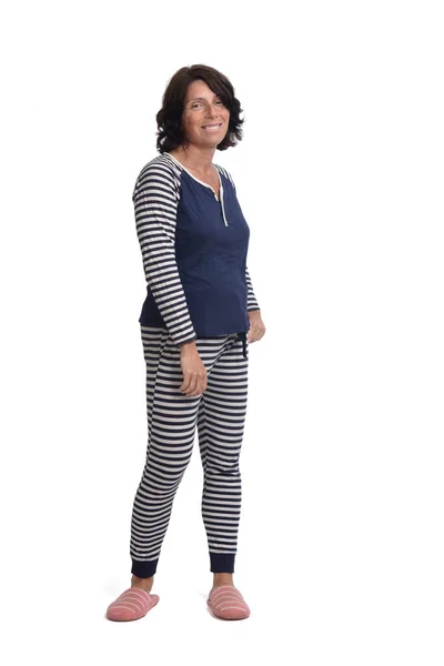 Vorderansicht Einer Frau Pyjama Auf Weißem Hintergrund — Stockfoto