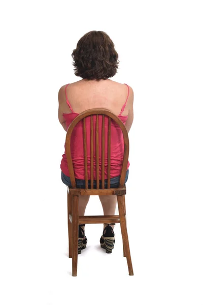 Sandalyede Oturan Bir Kadının Dikiz Manzarası — Stok fotoğraf