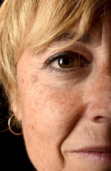 Обличчя Зморшки Ятдесятирічної Жінки — стокове фото
