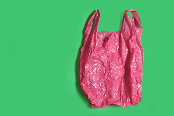 Plastic Bag Green Background — Stock Photo, Image