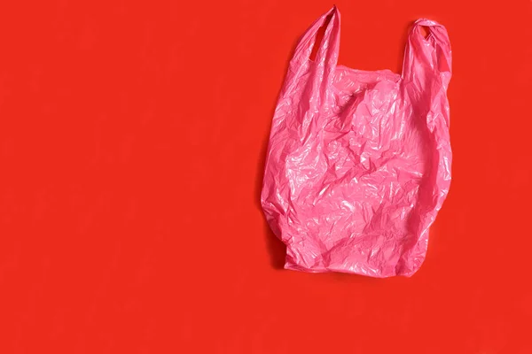 Plastic Bag Red Background — Stock Photo, Image