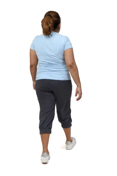 Rear View Woman Sportswear Walking White Background — Stock Photo, Image