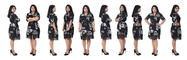 Velká Skupina Stejné Latinské Ženy Šaty Bílém Pozadí Přední Boční — Stock fotografie