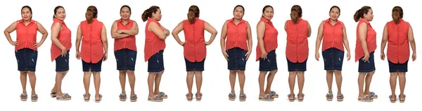 View Same Latino Americana Woman Standing Different Poses Skirt White — Stock Photo, Image