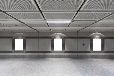 Metrodaki boş reklam panosu. Reklamınız için kullanışlı.