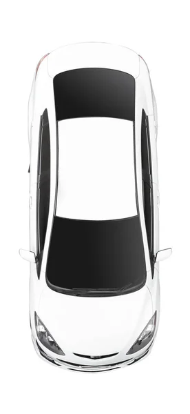 Вид Зверху Білий Автомобіль Ізольований Білому Тлі Відсічним Контуром — стокове фото