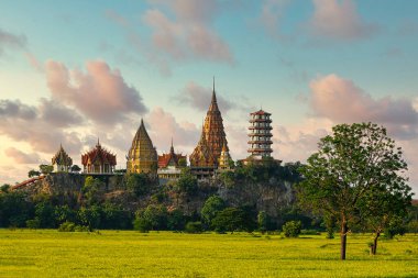 Kanchanaburi bölgesindeki Kaplan Mağarası Tapınağı (Wat Tham Seua) Tayland ve Çin tapınakları.