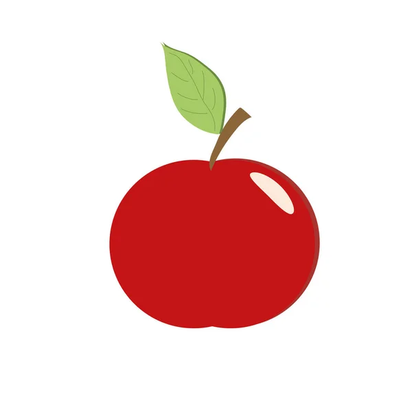 Červené Jablko Bílém Pozadí Ilustrace — Stockový vektor