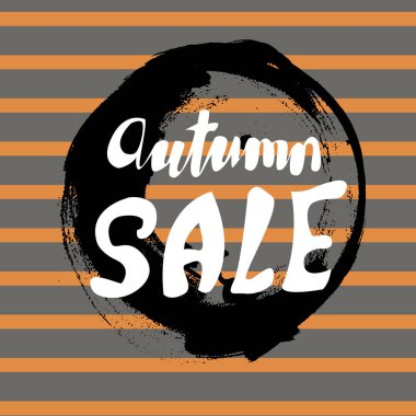 Elle çizilmiş grunge fırça darbeleri ve splatters. El yazılı metin sonbahar satış, iskonto afiş.