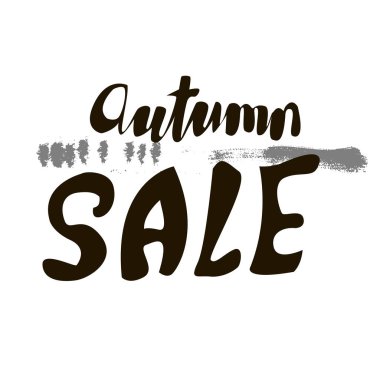 Elle çizilmiş grunge fırça darbeleri ve splatters. El yazılı metin sonbahar satış, iskonto afiş.