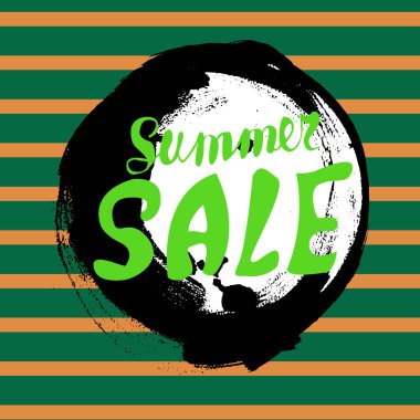 Elle çizilmiş grunge fırça darbeleri ve splatters. El yazılı metin yaz satış, iskonto afiş.