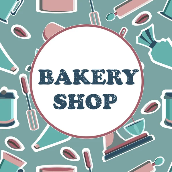 Banner Bakery Shop Tools Pastry Maker Vector Illustration Seamless Background — Stock Vector
