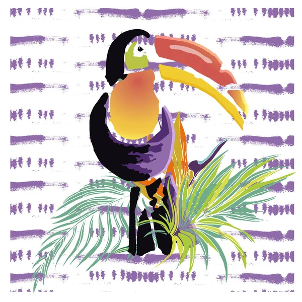 Tropical Toucan bird. Wild exotic animal. Vector illustration.