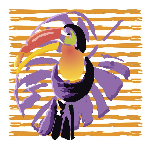 Tropical Toucan Bird Wild Exotic Animal Vector Illustration — Stock Vector