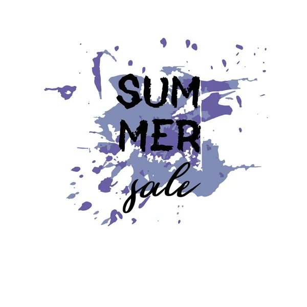 Texte Summer Sale Bannières Réduction Grunge Éléments Gouttes Encre Fond — Image vectorielle
