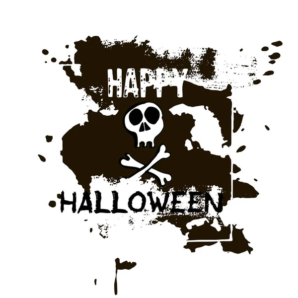 Tarjeta Felicitación Halloween Calavera Huesos Dibujados Mano Fondo Grunge Abstracto — Vector de stock