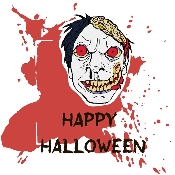 Halloween Üdvözlőlap Abctract Grunge Foltok Vízcseppek Kézzel Rajzolt Zombik Szöveg — Stock Vector
