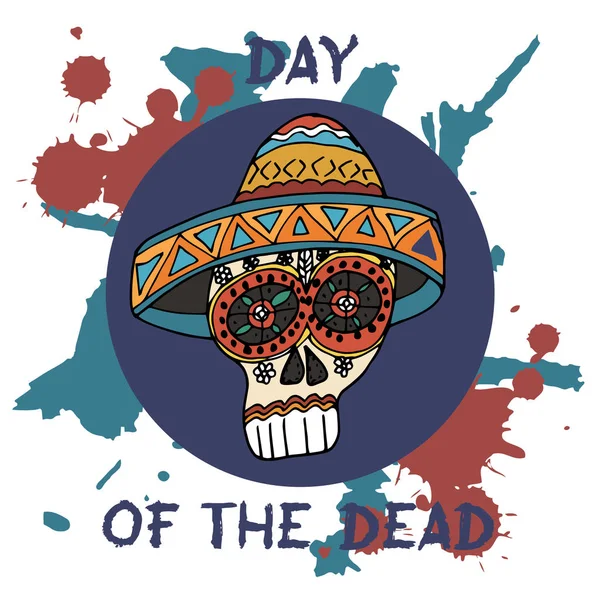 Day Dead Mexikansk Traditionell Festival Dia Los Muertos Hand Dras — Stock vektor