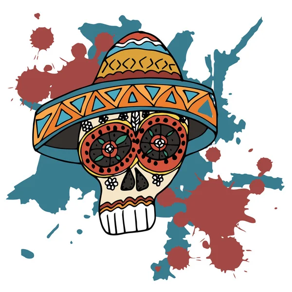 Day Dead Mexikansk Traditionell Festival Dia Los Muertos Hand Dras — Stock vektor