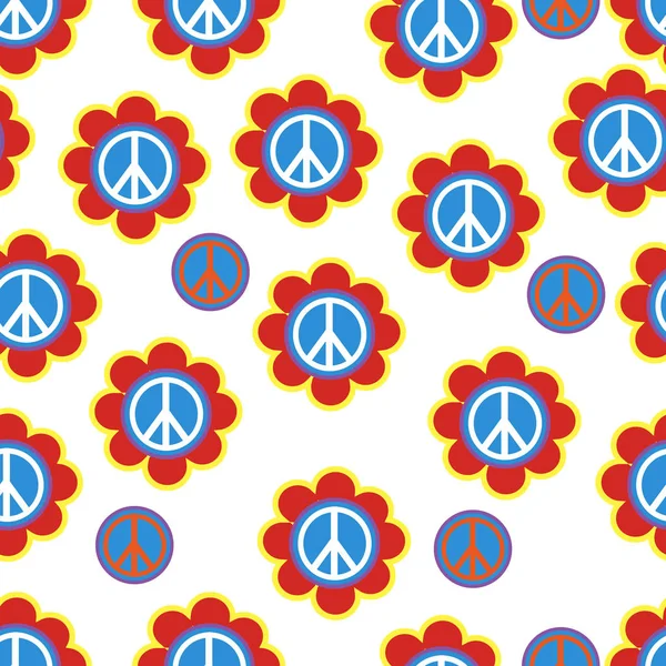60X 样式的背景 迷幻的无缝模式 大麻叶子 和平主义的象征 — 图库矢量图片