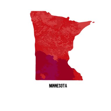 Minnesota. Amerika Birleşik Devletleri. Vektör çizim. Sulu boya doku. 