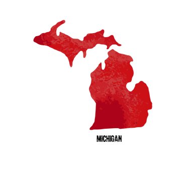 Michigan. Amerika Birleşik Devletleri. Vektör çizim. Sulu boya doku. 