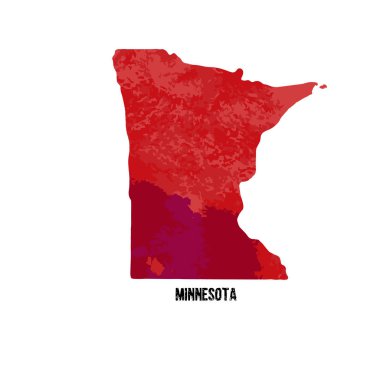 Minnesota. Amerika Birleşik Devletleri. Vektör çizim. Sulu boya doku. 