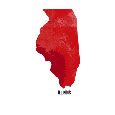 Illinois. Amerika Birleşik Devletleri. Vektör çizim. Sulu boya doku. 