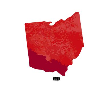 Ohio Eyaleti. Amerika Birleşik Devletleri. Vektör çizim. Sulu boya doku. 