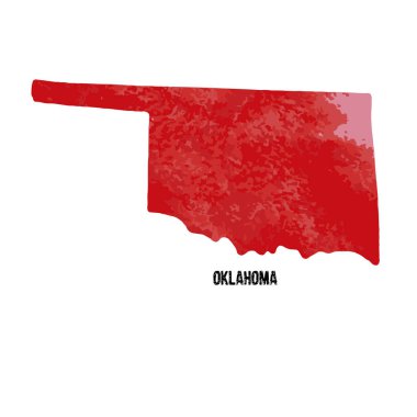 Oklahoma Eyalet. Amerika Birleşik Devletleri. Vektör çizim. Sulu boya doku.